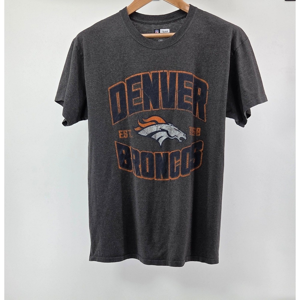 NFL Denver Broncos T‎ Shirt Adult Large Gray Orange Blue Team Apparel Graphic